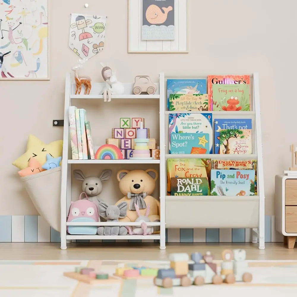 3 Tier Kids Bookshelf And Toy Storage Kids Book Sling Shelf Montessori Baby Toddler Bookshelf For Kids Minimalist Modern Bookcase