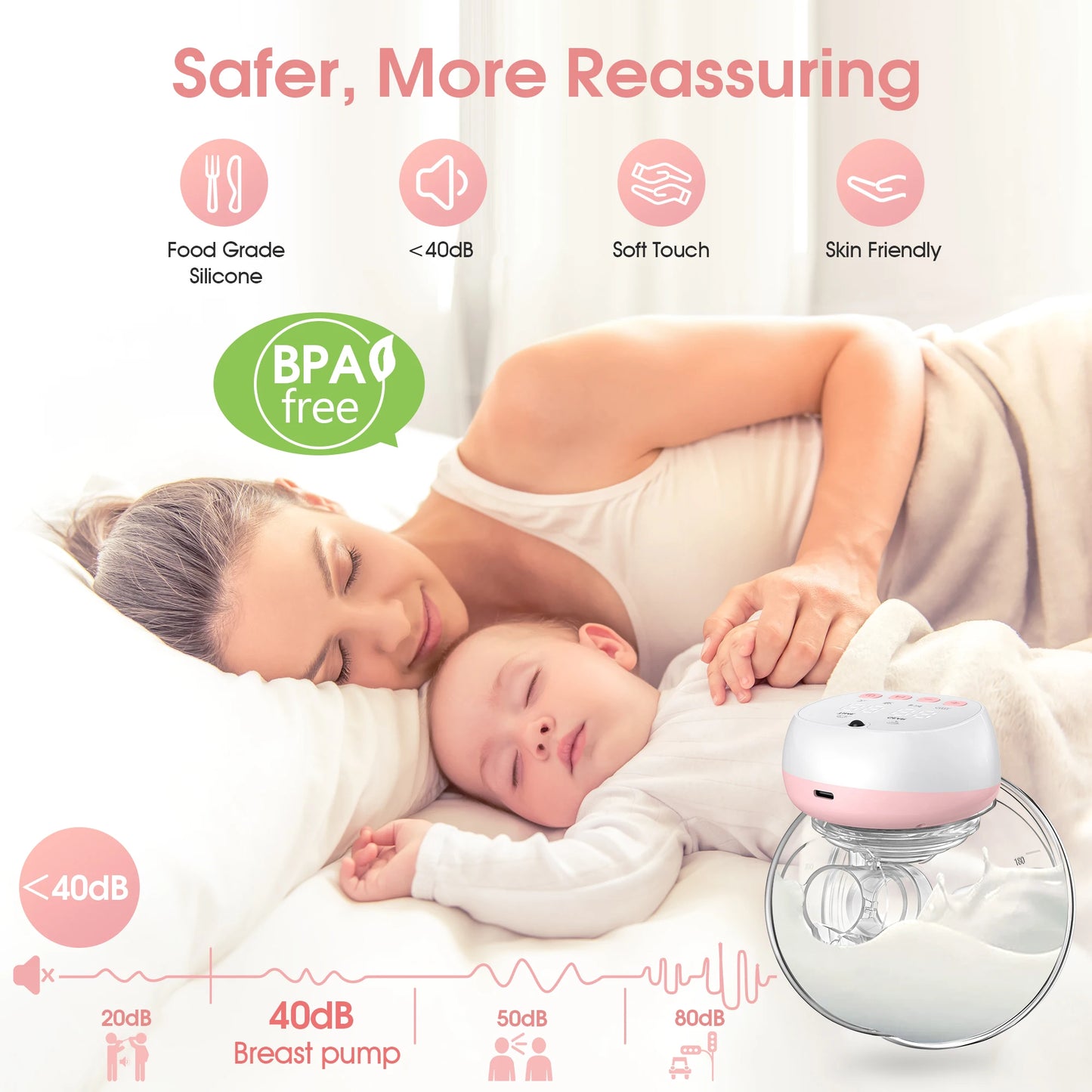 2 Pcs Electric Wearable Breast Pump USB Rechargeable Silent Milk Extractor Automatic Milker for Comfortable Breastfeeding
