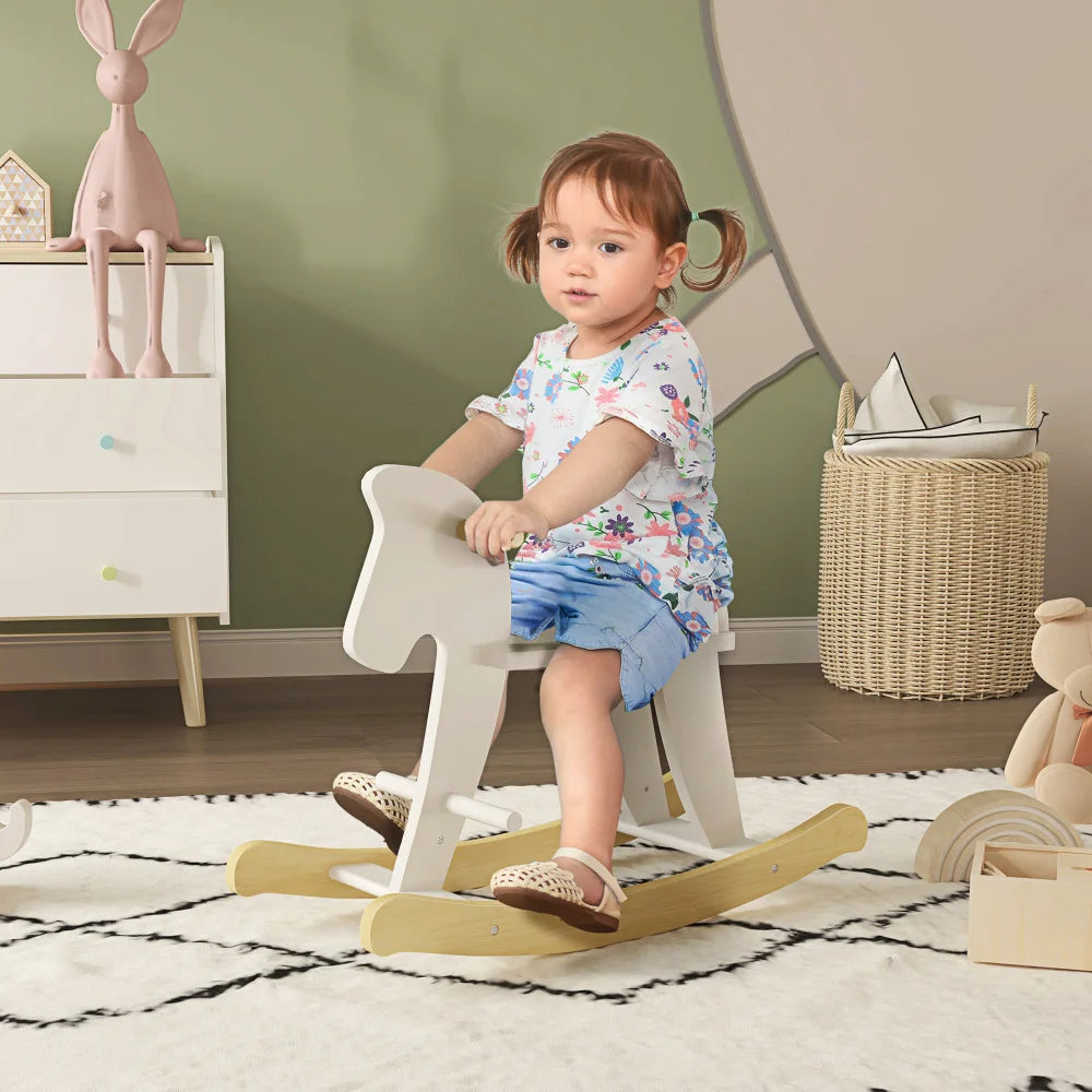 Wooden Rocking Horse Ride On Toy For Kids 1 To 3 Years White