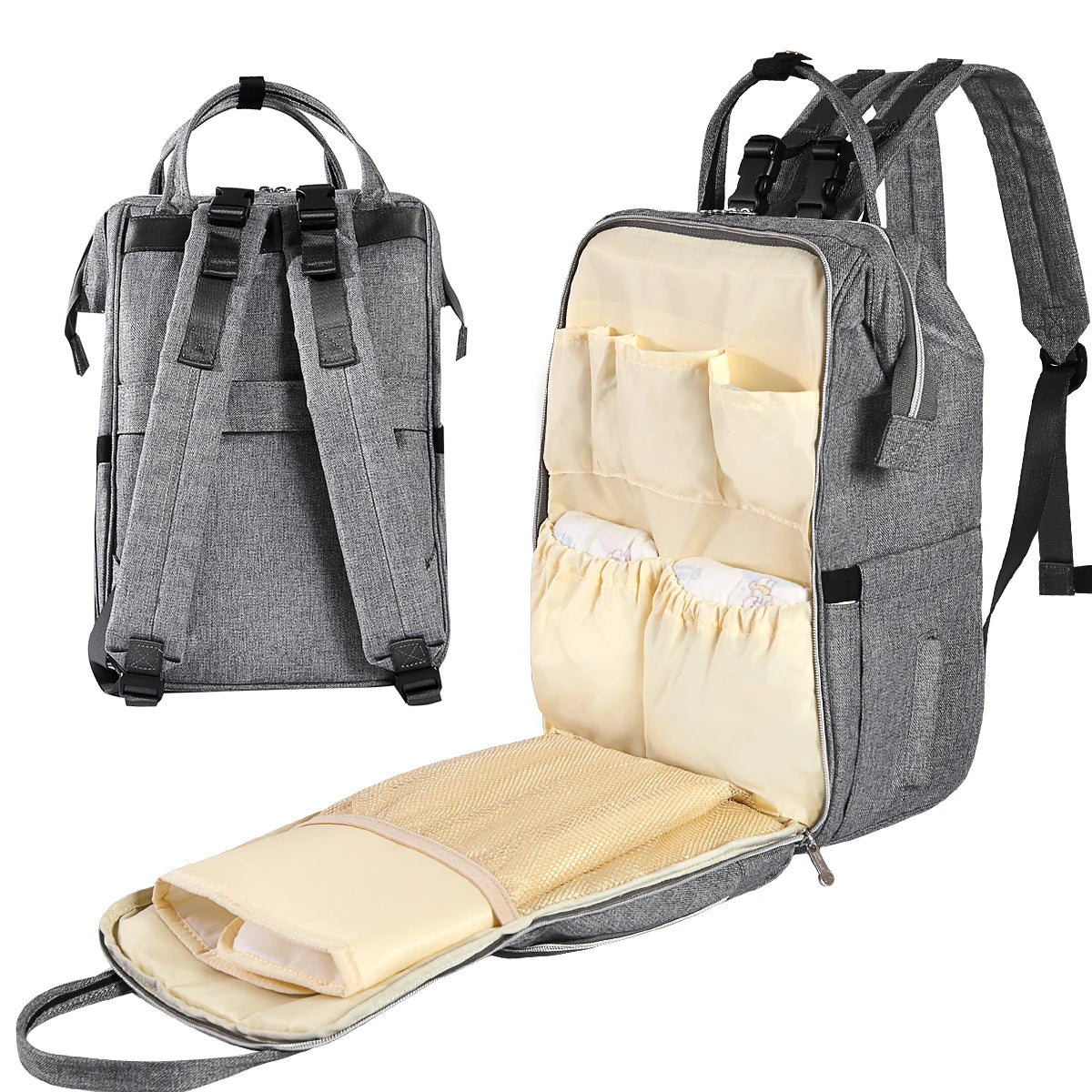 Sunveno Stylish Upgrade Diaper Bag Backpack Multifunction Travel Backpack Maternity Baby Changing Bags 20L Large Capacity