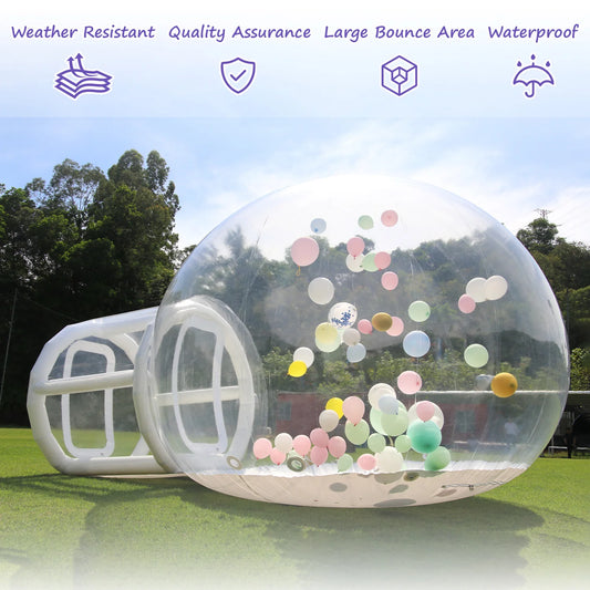 Inflatable 3M 10FT PVC Bubble House Toy for Children Outdoor Commercial Castle with 1100W Air Blower and 100 Balloons