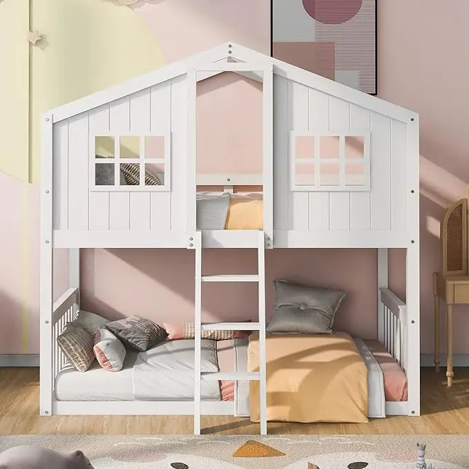 Twin Over Twin Bunk Bed With Drawers Storage Box Shelf Wood