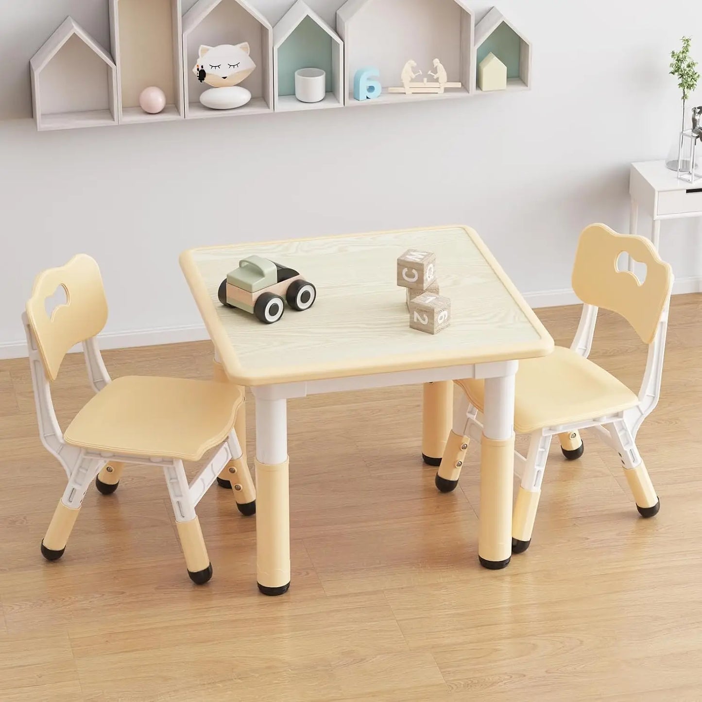 Kids Table And 2 Chairs Set With Graffiti Desktop Adjustable