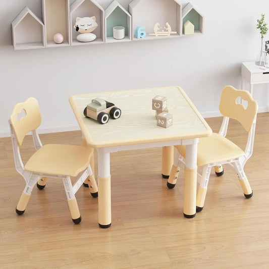 Kids Table And 2 Chairs Set With Graffiti Desktop Adjustable