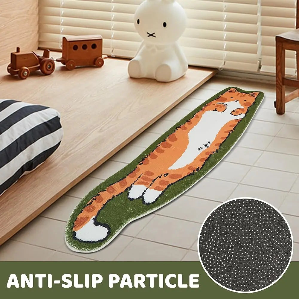 Washable Cat Rug 1.3 By 3.9 Ft Irregular Cartoon Rug Bedroom