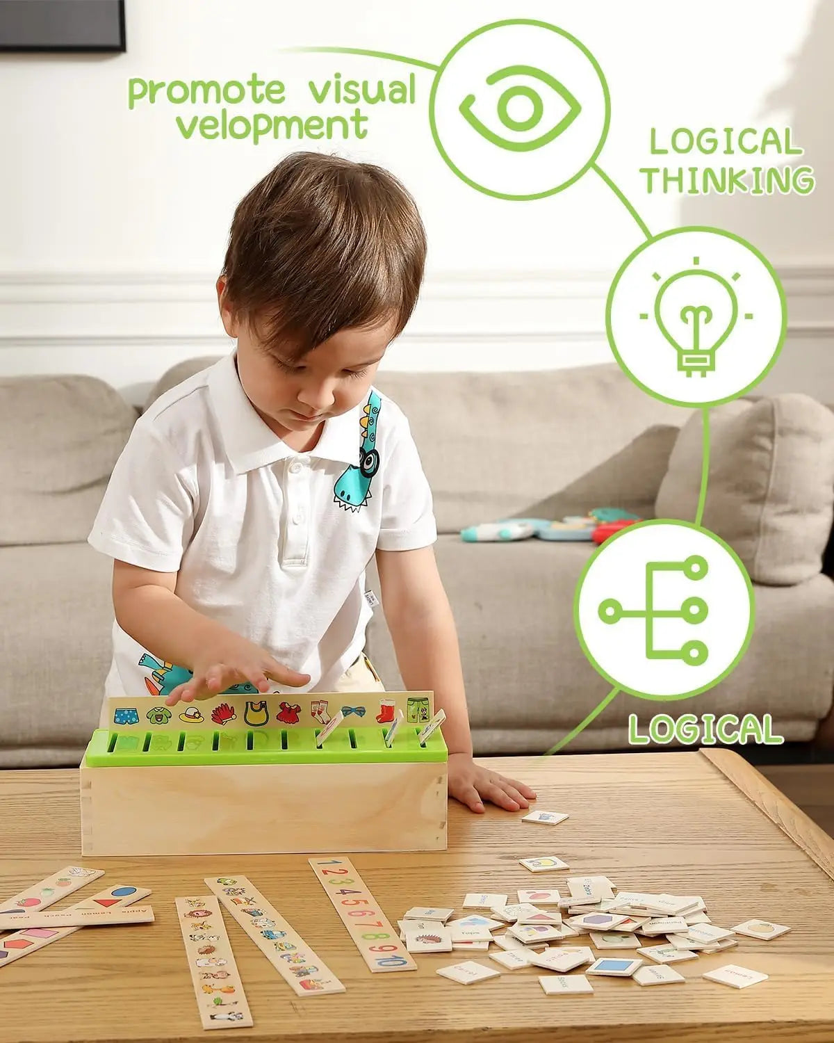 Wooden Montessori Sorting Toys For Preschool Learning Box