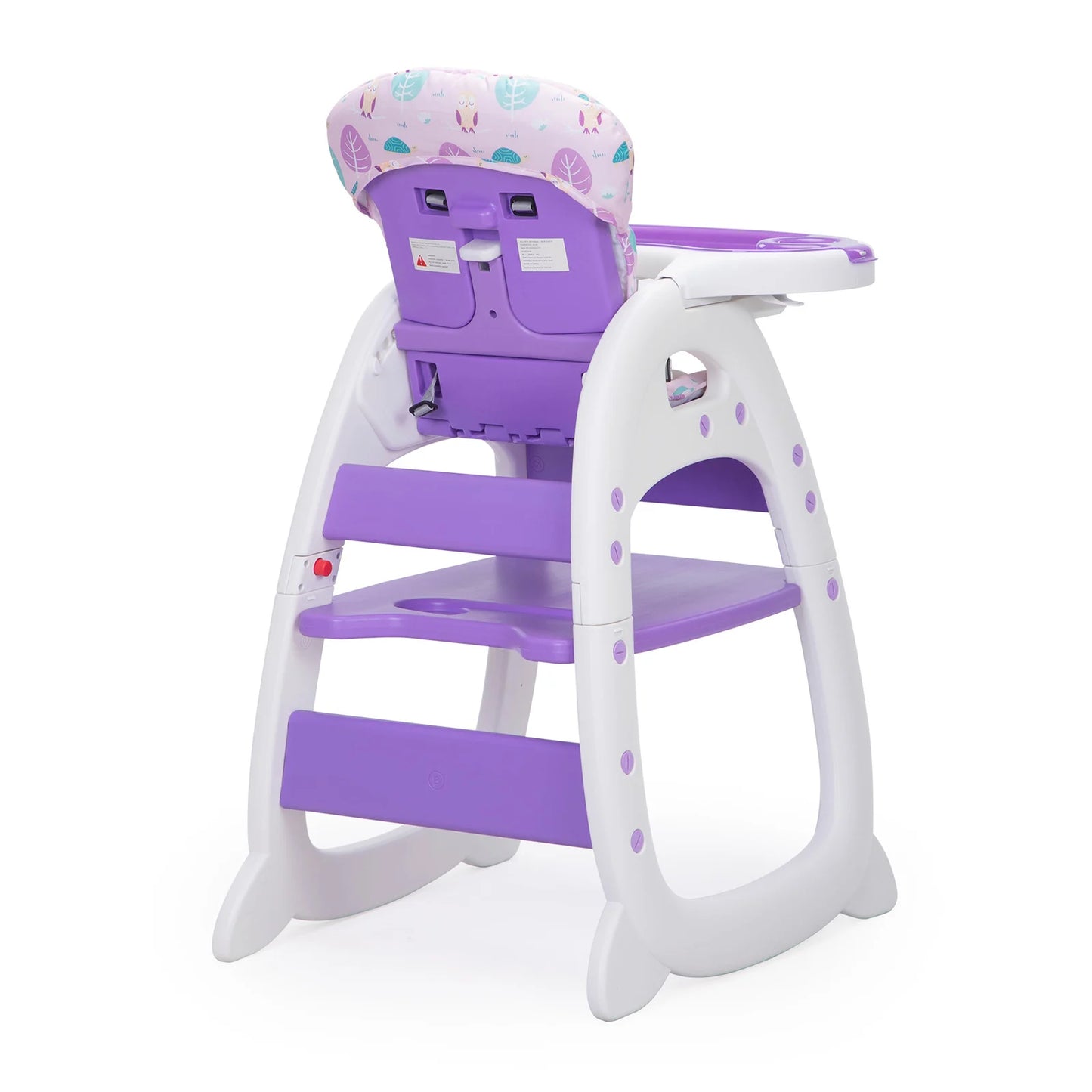 Convertible High Chair for Babies Booster Seat with Safety Belt Feeding Tray Toddler Chair and Table Set Purple and White