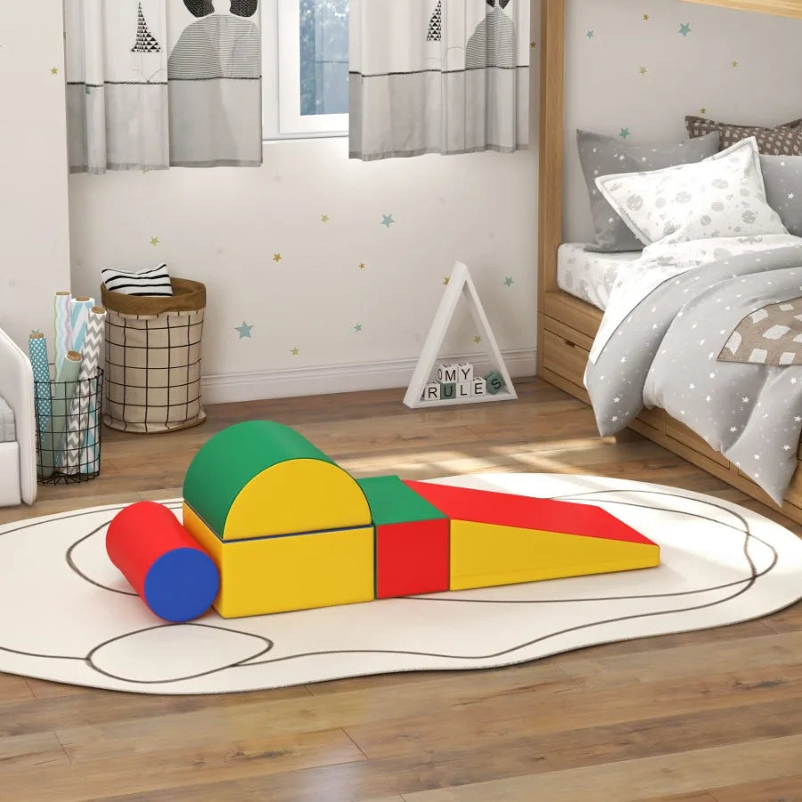 Soozier 5 Piece Climb and Crawl Activity Play Set Baby Soft Play Set Foam Climbing Blocks for Toddlers and Preschoolers Indoor Play
