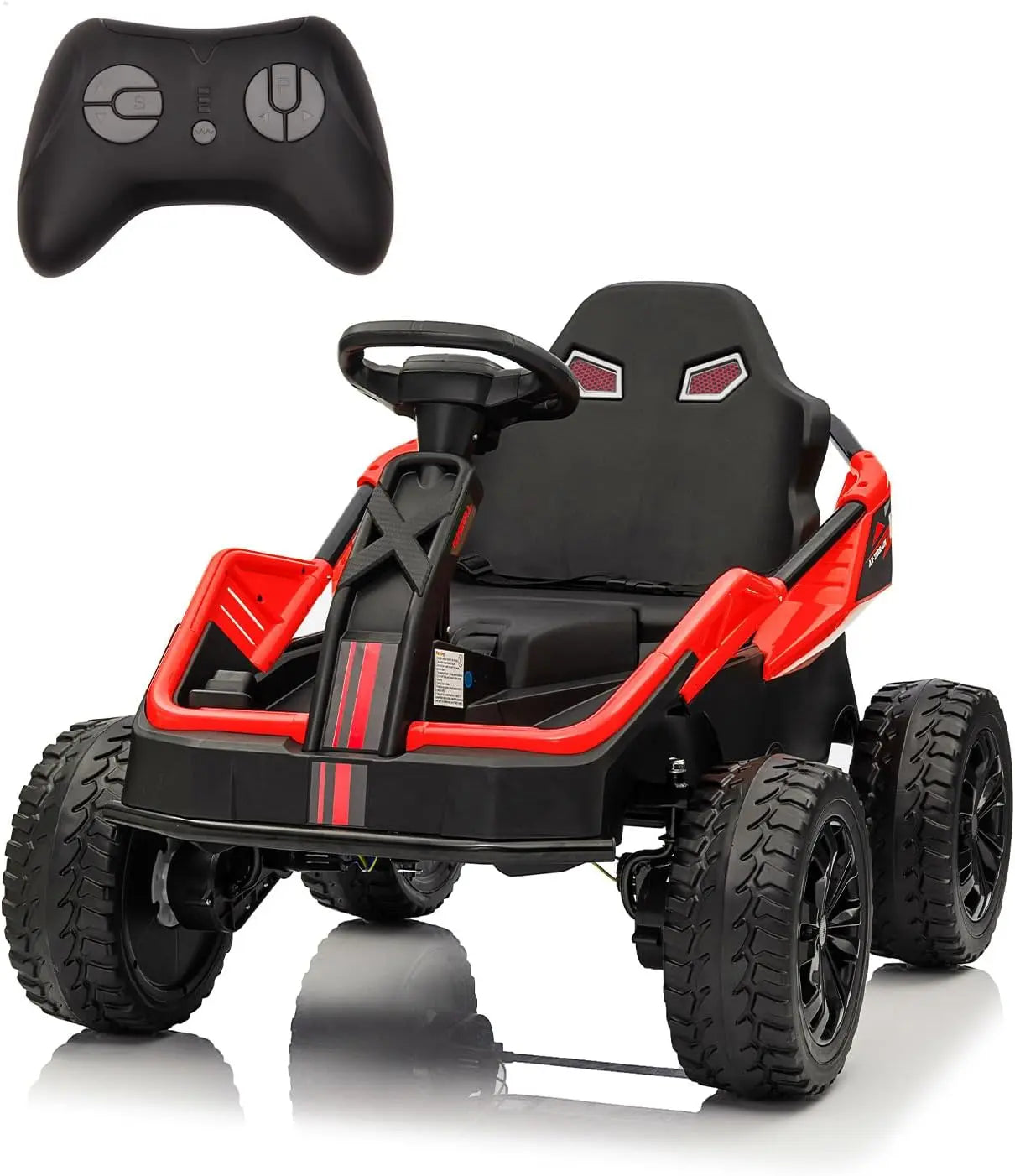 24V Ride On Truck Car Electric UTV Car with Remote Control 4 Shock Absorbers Safety Belt 16 Inch Wide Seat Music 4WD Power