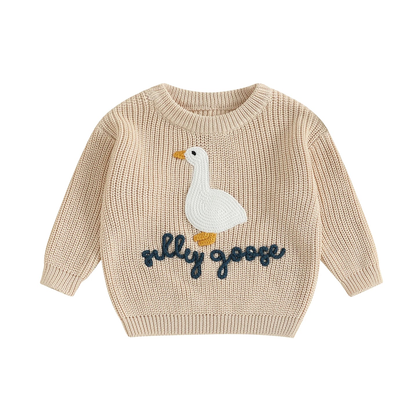 Infant Toddler Duck Embroidered Sweater Crewneck Unisex