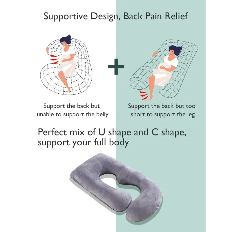 Pregnancy Pillows for Sleeping U Shaped Full Body Maternity Pillow with Removable Cover Support for Back Legs Belly and Hips for Pregnant Women