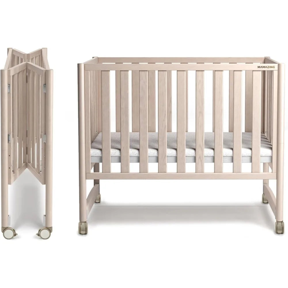 EvoNook 6 In 1 Convertible Mini Crib With Wheels Easy Build