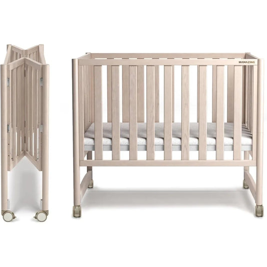 EvoNook 6 In 1 Convertible Mini Crib With Wheels Easy Build