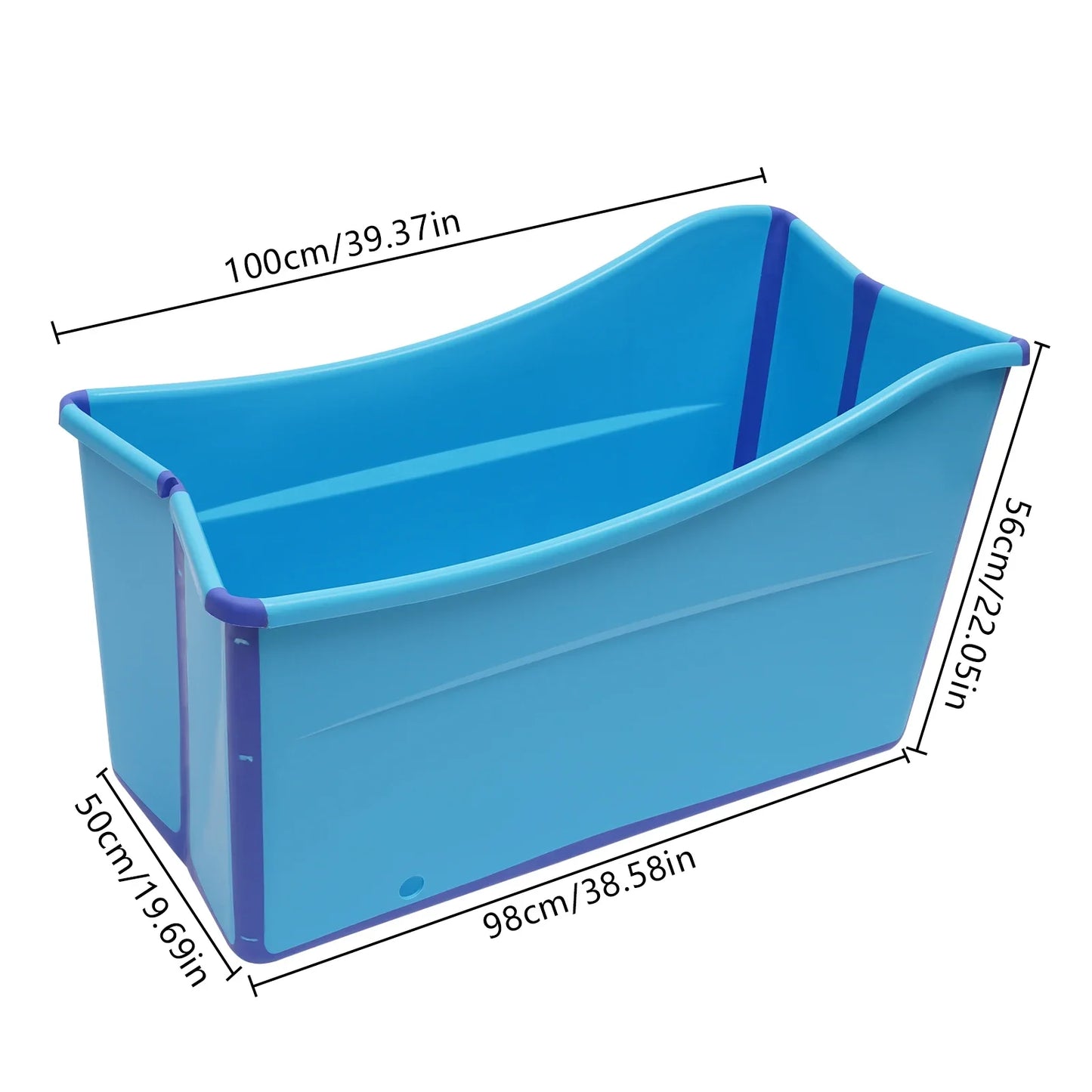 Oversized Foldable Bath Tub Portable Spa Sauna Bath Rectangle Bucket Water Tub for Adults and Kids Blue