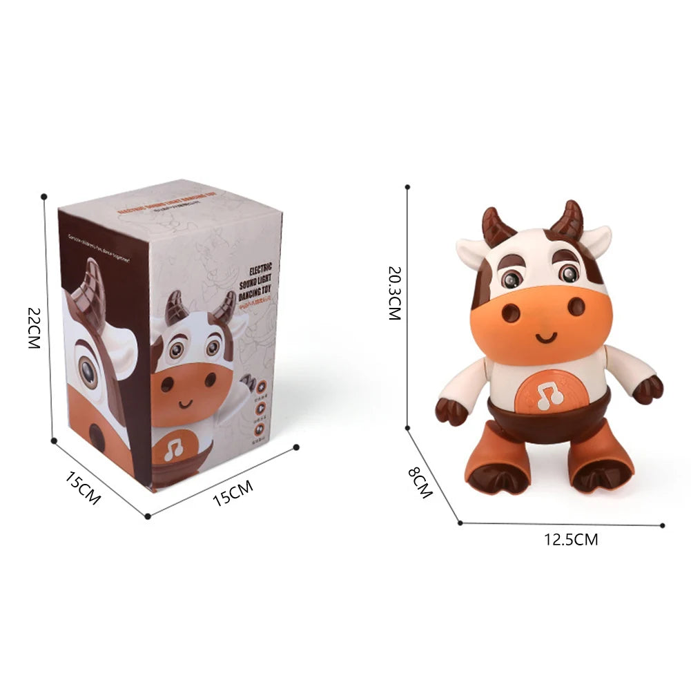 Electric Early Education Movable Toy with Music and Light Glowing Cattle Doll Interactive Cow Toy for Children Birthday Gift