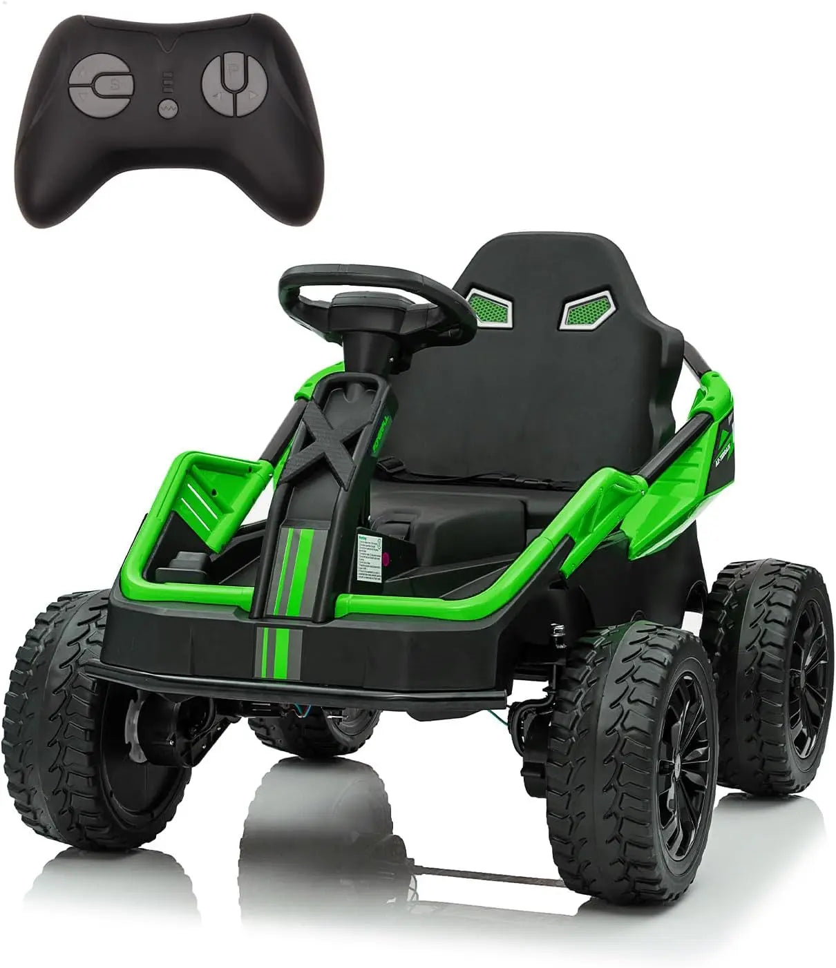24V Ride On Truck Car Electric UTV Car with Remote Control 4 Shock Absorbers Safety Belt 16 Inch Wide Seat Music 4WD Power