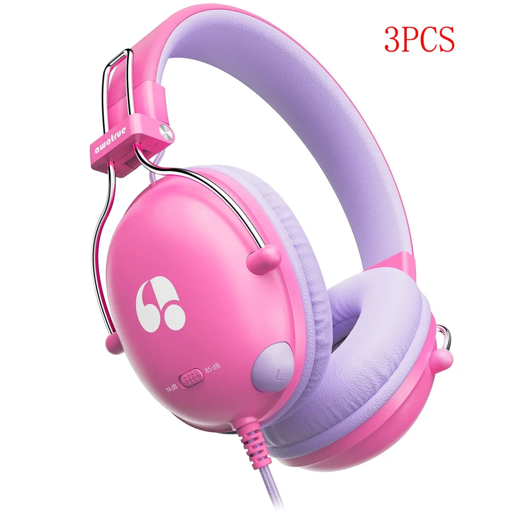HK05 Kids Study Wired Headphones With Mic Limited 74dB 85dB