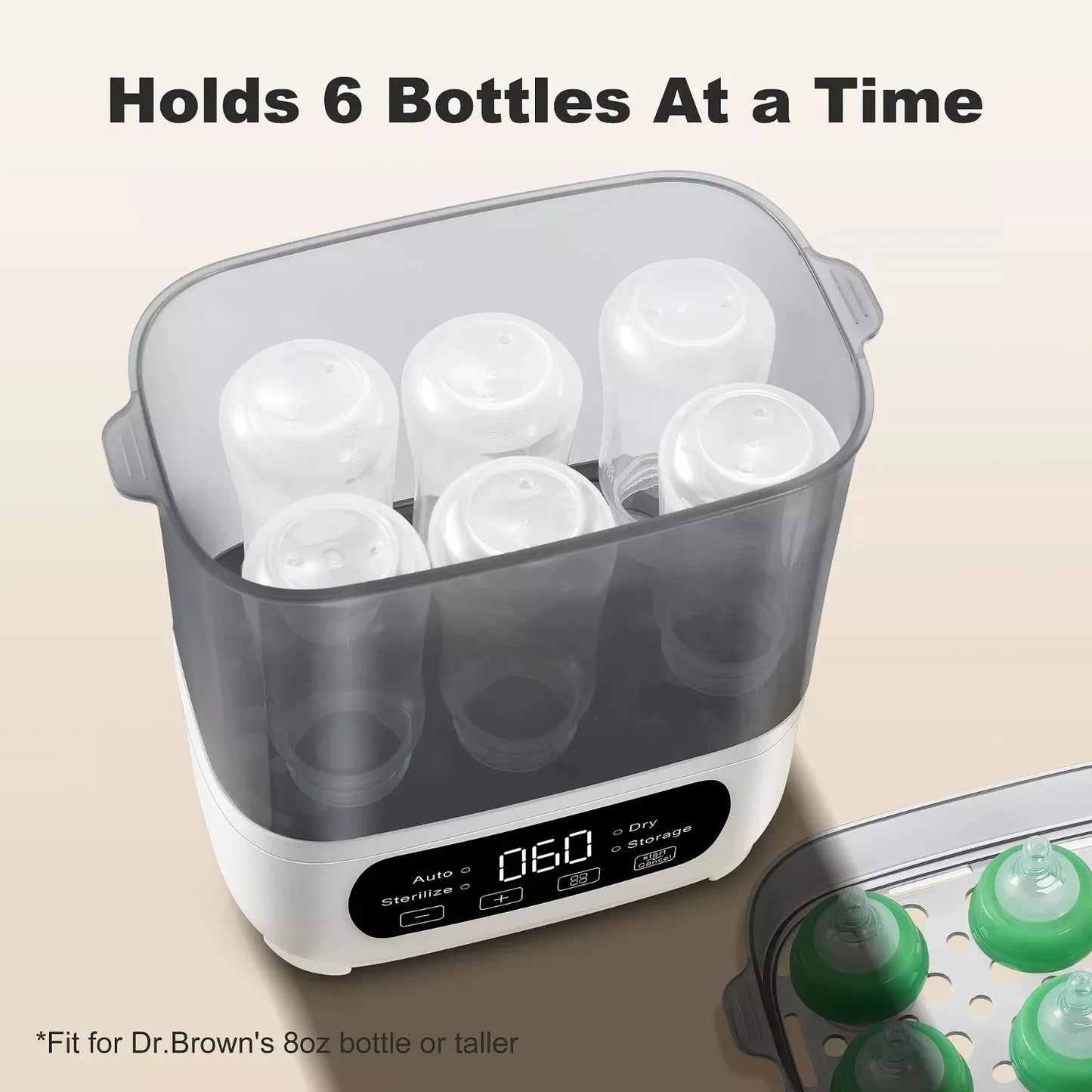 Tieasy 4 in 1 Electric LED Touch Screen Multi Function Gray Baby Bottle Sterilizer Dryer BBS001