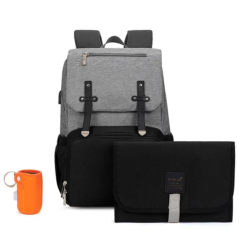 2022 Fashion New Baby Diaper Bag Backpack Multifunctional Organizer with Thermal Milk Bottle Bag for Moms