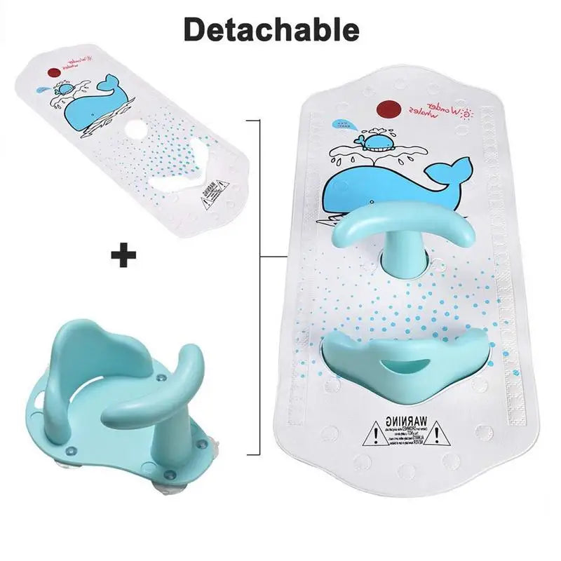 Baby Bath Mat With Shower Seat Bathtub Cushion Back Support Non Slip Safety Comfortable Bathroom Chair
