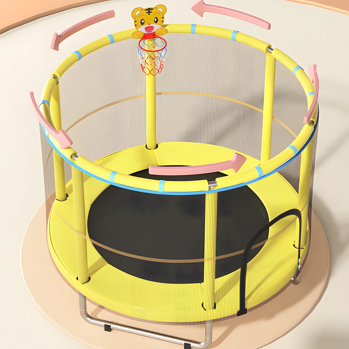 Indoor Trampoline for Kids Ages 1 to 8 55 Inch Small Outdoor Toddler Trampoline with Safety Enclosure Net No Gap Safe Design