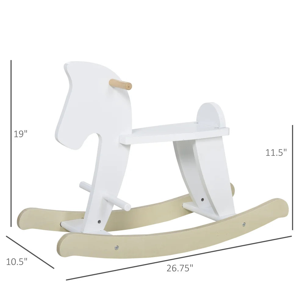 Wooden Rocking Horse Ride On Toy For Kids 1 To 3 Years White