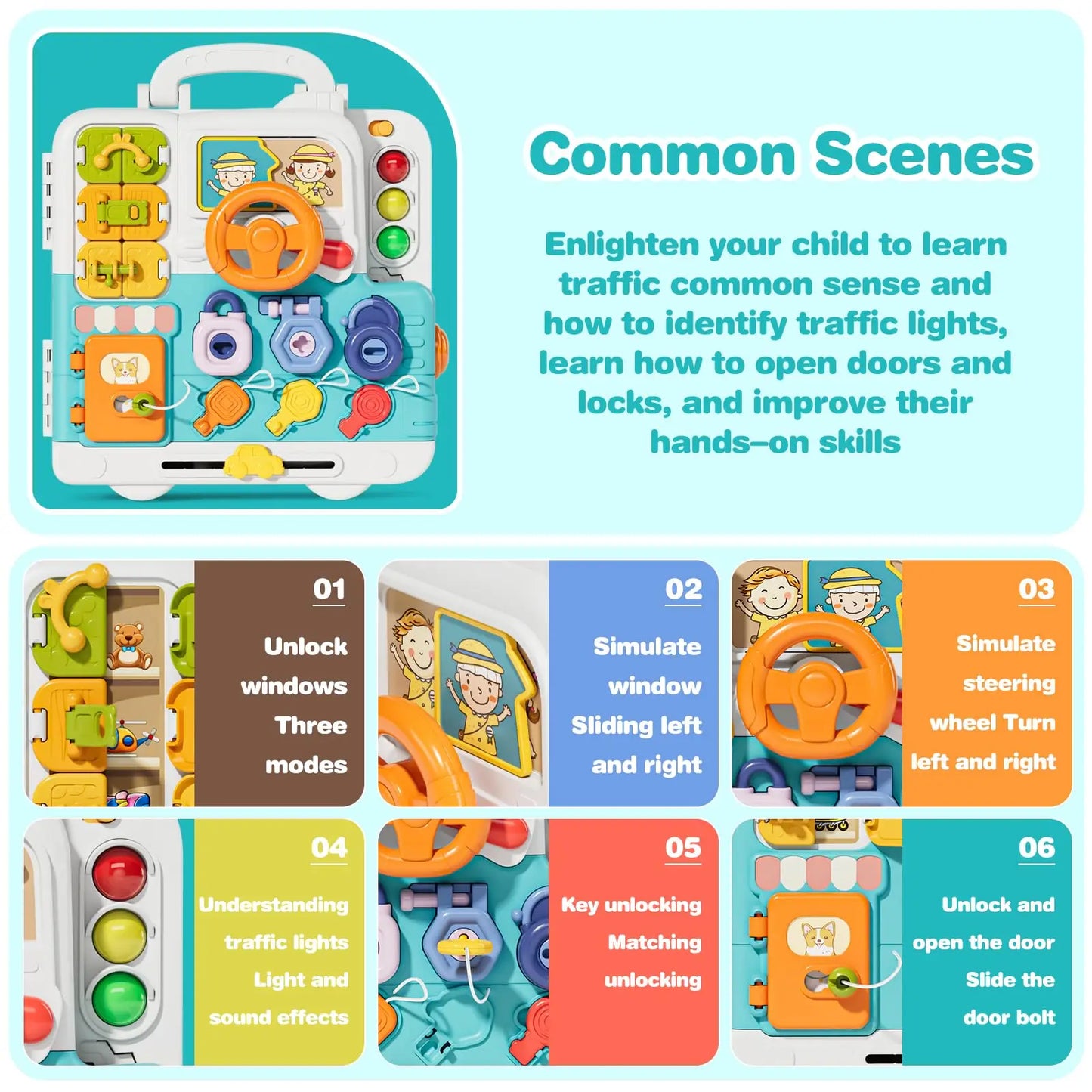 Musical Busy Board For Toddler Cute Skills Developmental Educational Toy Kids Montessori Gift For 1 To 3 Year Old Children
