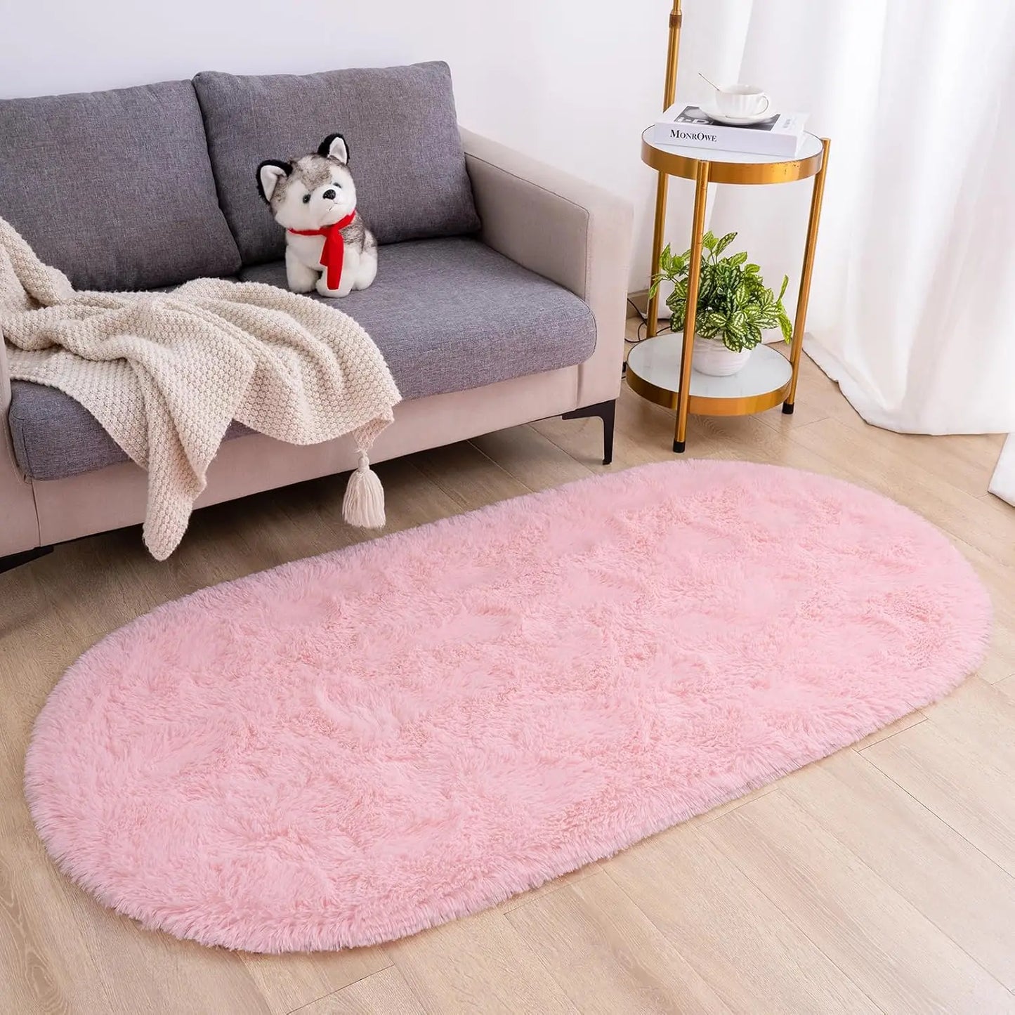 Oval Fluffy Ultra Soft Area Rug Bedroom Kids Room 2.6x5.3ft