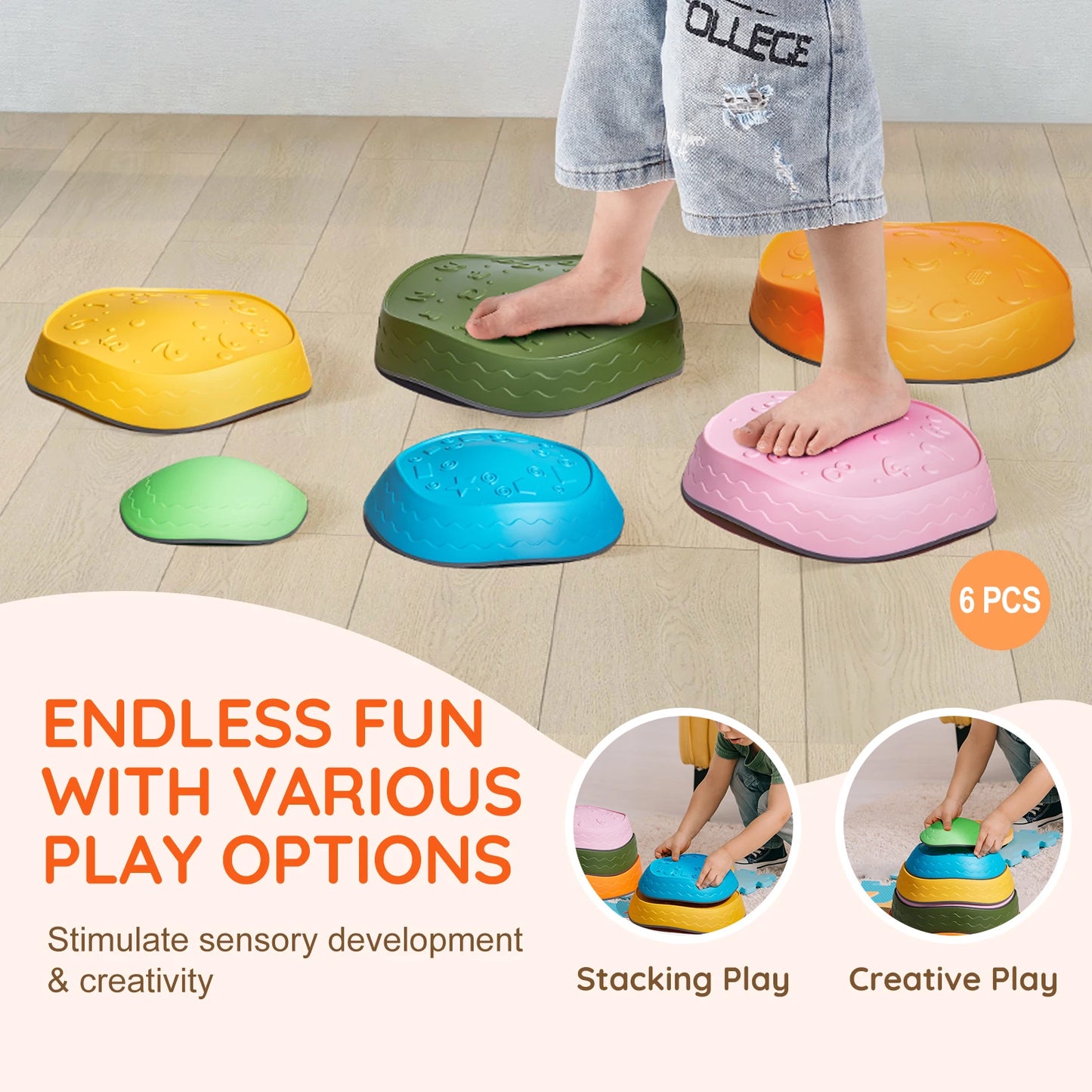 SucceBuy Balance Stepping Stones Kids Indoor Outdoor Play