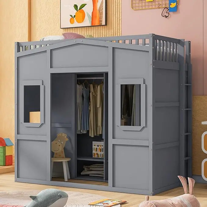 Harper Twin Loft Bed With Storage Staircase And Window
