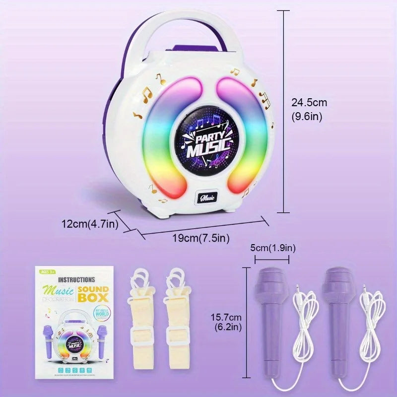 Karaoke Machine with 2 Microphones Portable Karaoke Music Toy with Light Recording Voice Change Function for Kids