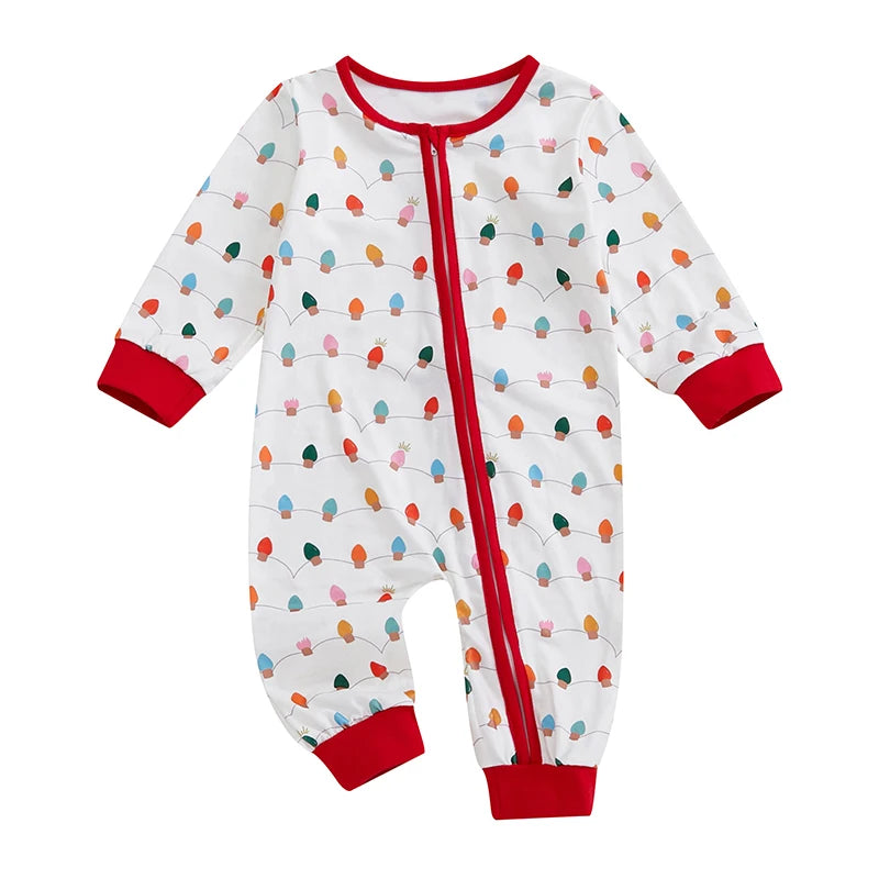 Santa Claus Print Long Sleeve Baby Romper Christmas Outfit