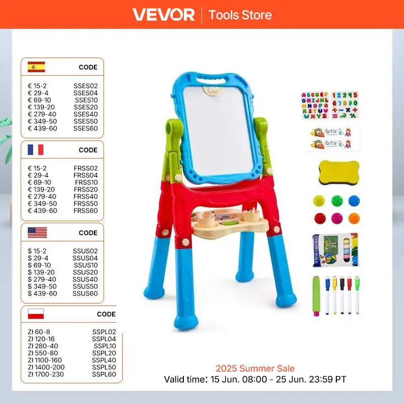 SucceBuy Children Magnetic Drawing Board Painting Art Easel with Chalkboard and Wordpad Color Graffiti Drawing Toys Gift for Kids