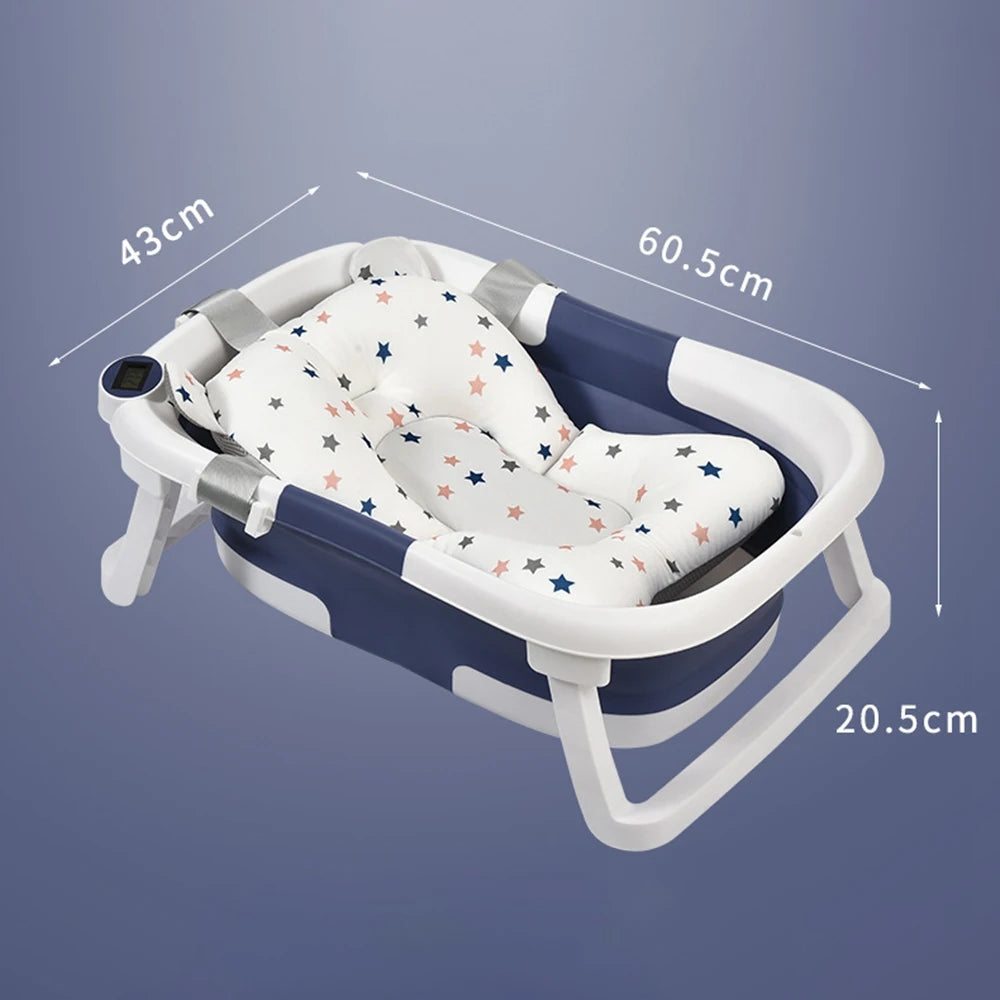 Portable Collapsible Baby Bathtub for Newborn to Toddler Durable Infant Bath Tub with Soft Cushion