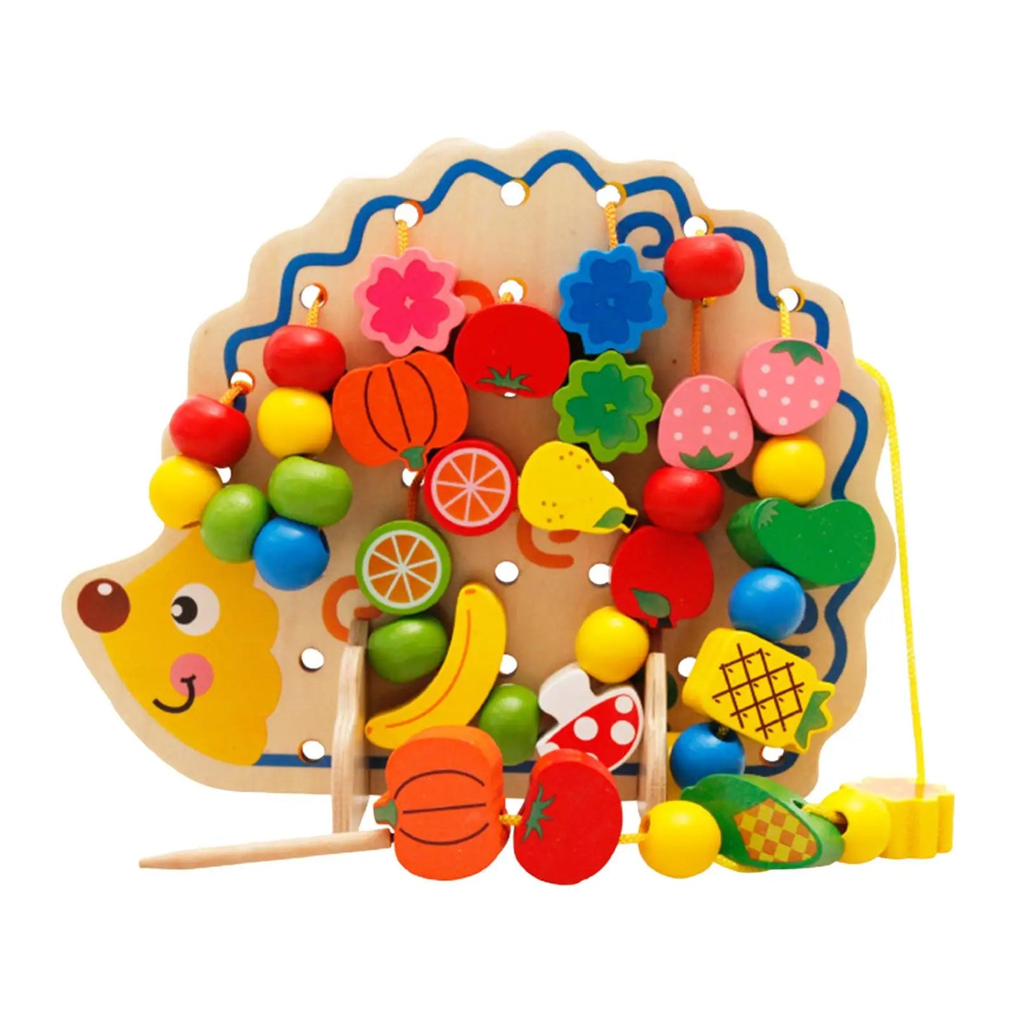 Wooden Stringing Beads And Lacing Toys For Preschoolers