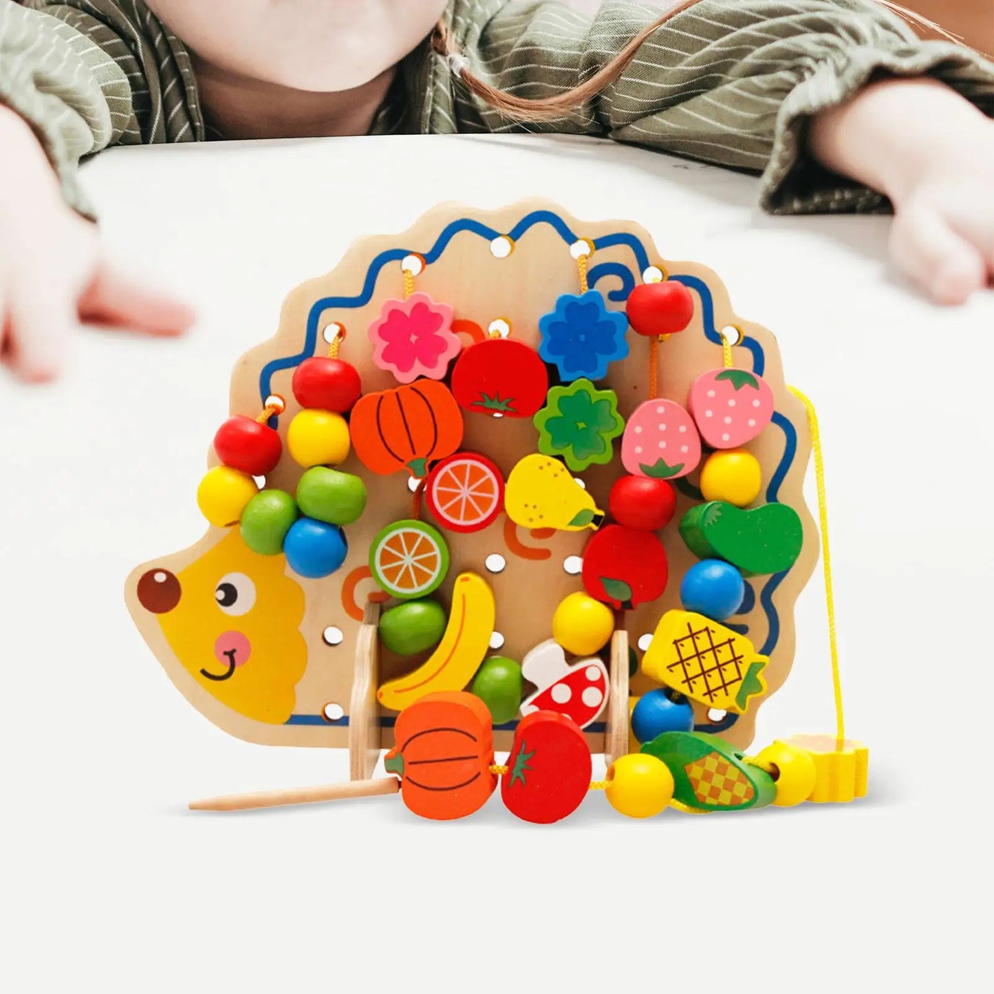 Wooden Stringing Beads And Lacing Toys For Preschoolers