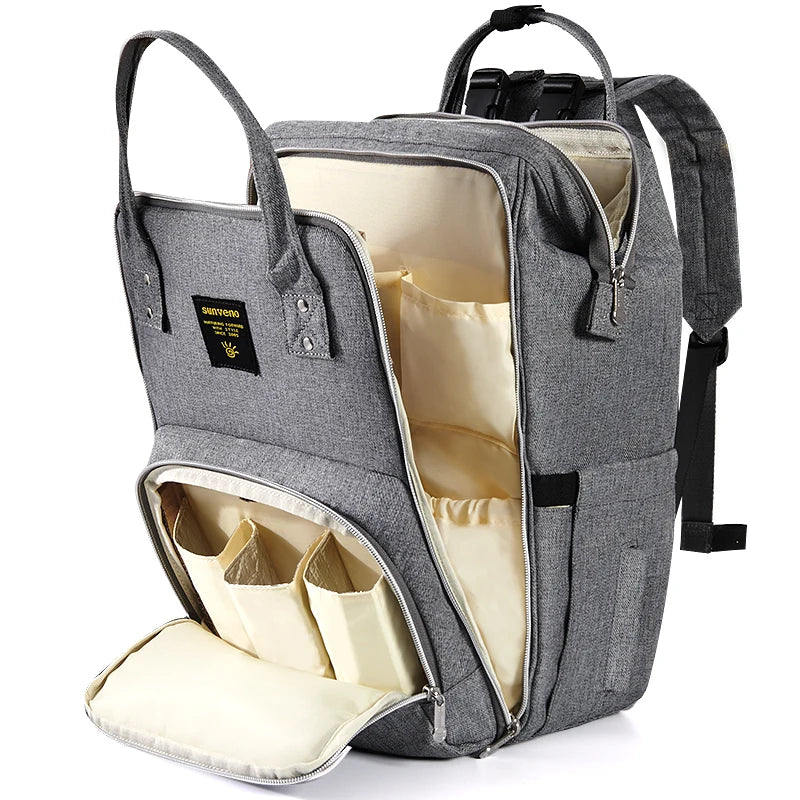Sunveno Stylish Upgrade Diaper Bag Backpack Multifunction Travel Backpack Maternity Baby Changing Bags 20L Large Capacity