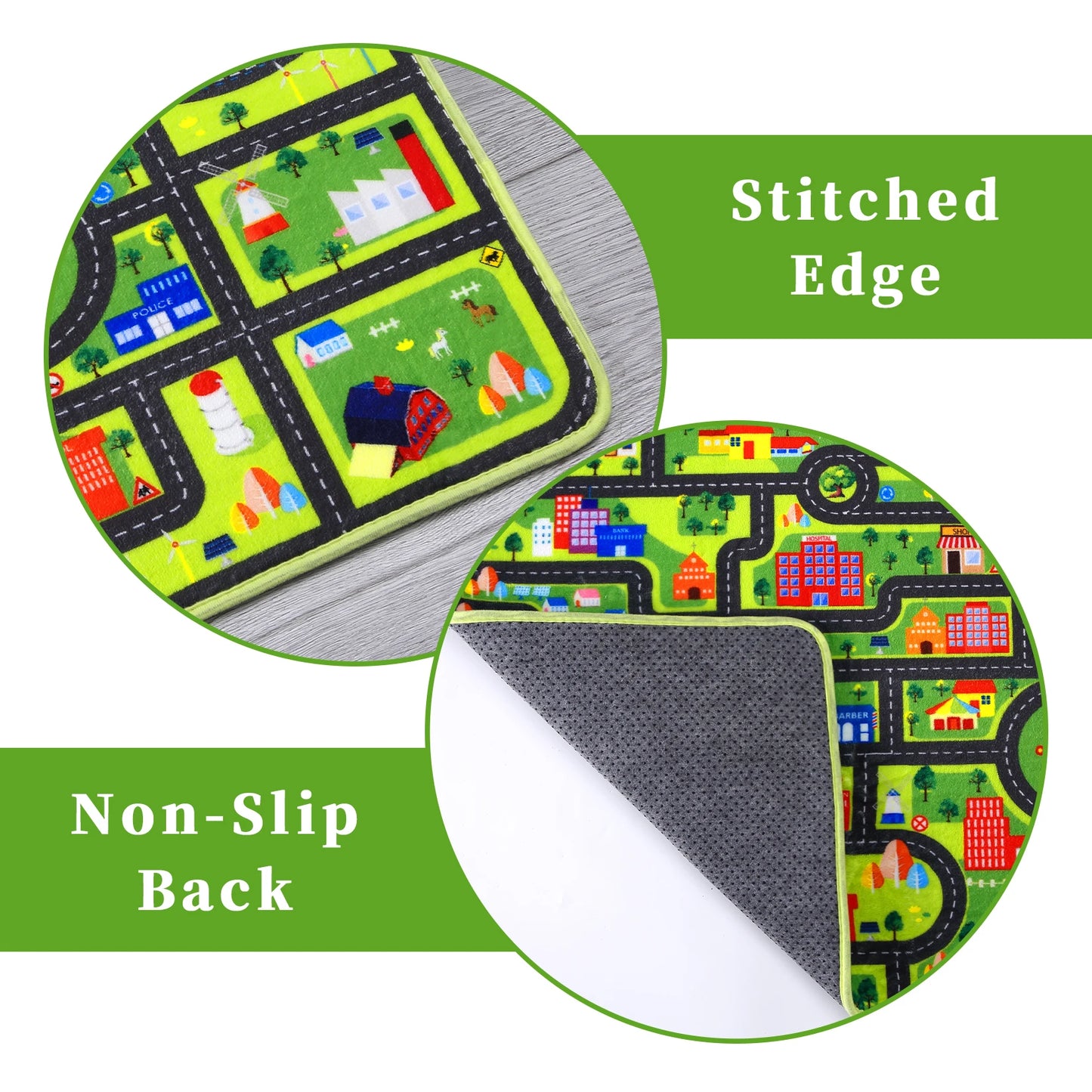 Round 4Ft Kids Rug Playroom Car Mat City Road Map For Cars