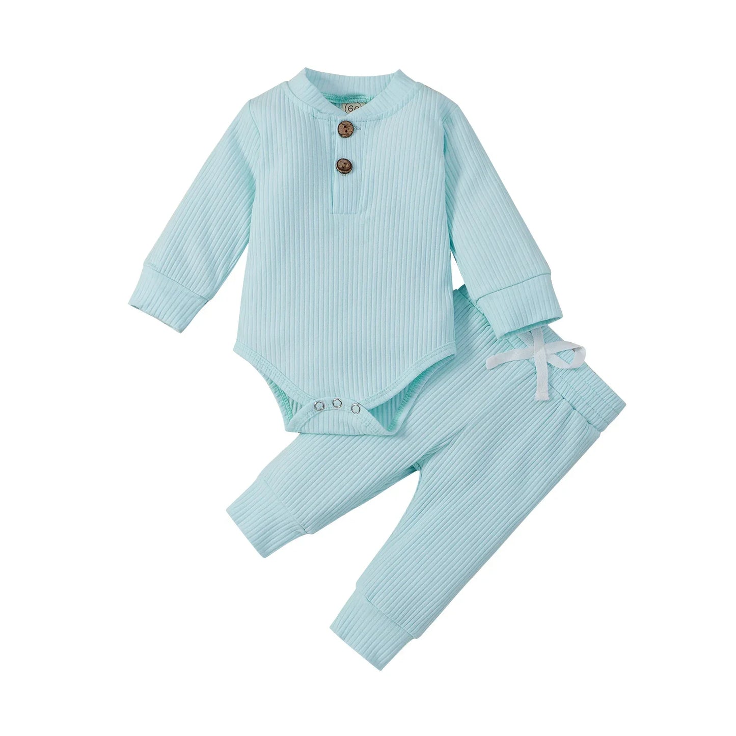 Unisex Newborn 2 Piece Long Sleeve Bodysuit And Elastic Pants Set Spring Autumn