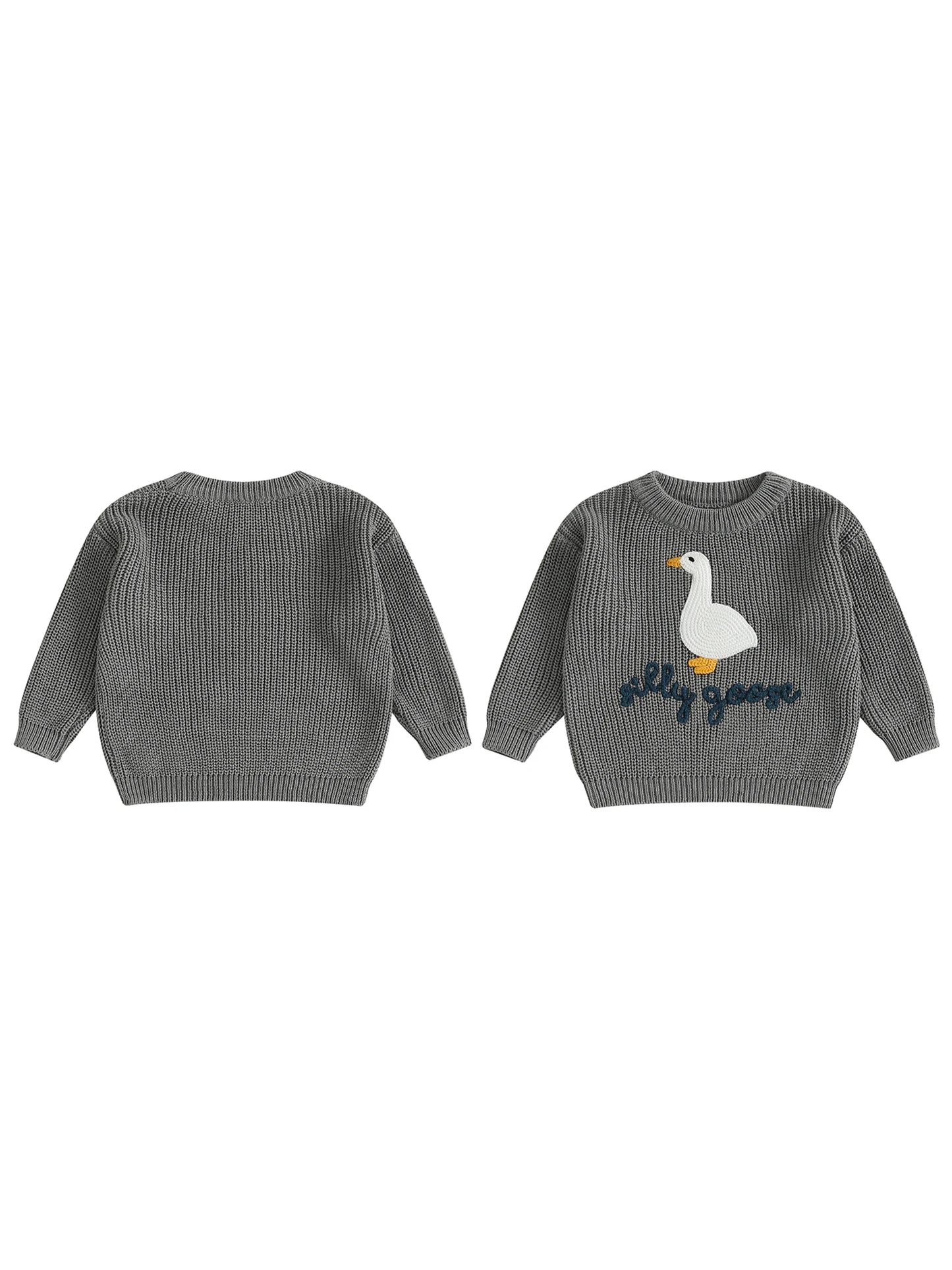 Infant Toddler Duck Embroidered Sweater Crewneck Unisex