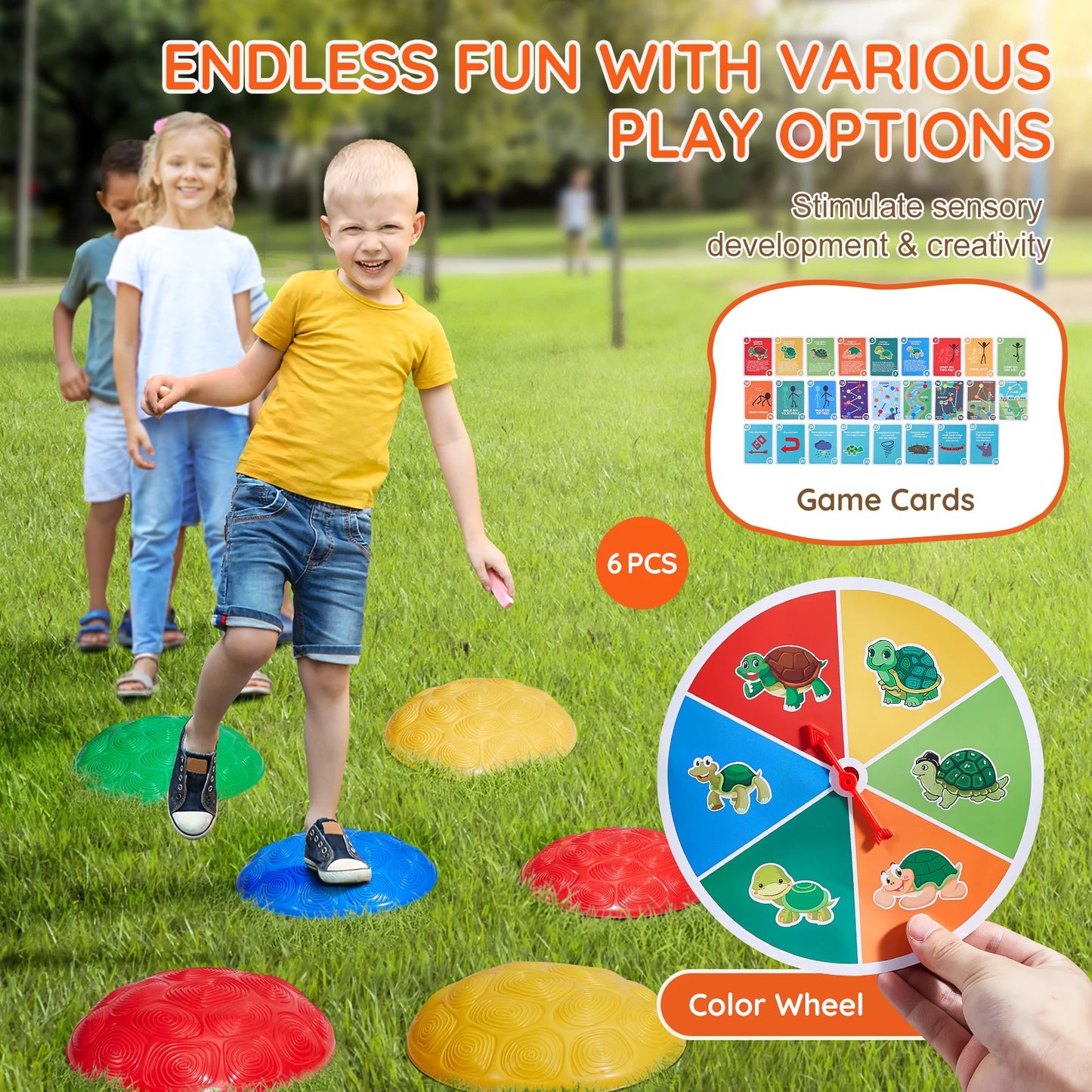 SucceBuy Turtle Balance Stepping Stones 6 Pack For Kids