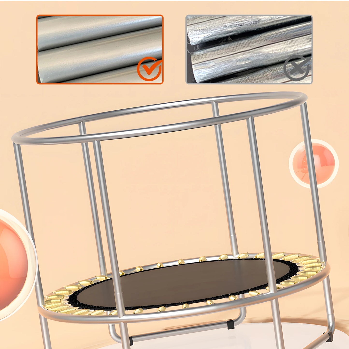 Indoor Trampoline for Kids Ages 1 to 8 55 Inch Small Outdoor Toddler Trampoline with Safety Enclosure Net No Gap Safe Design