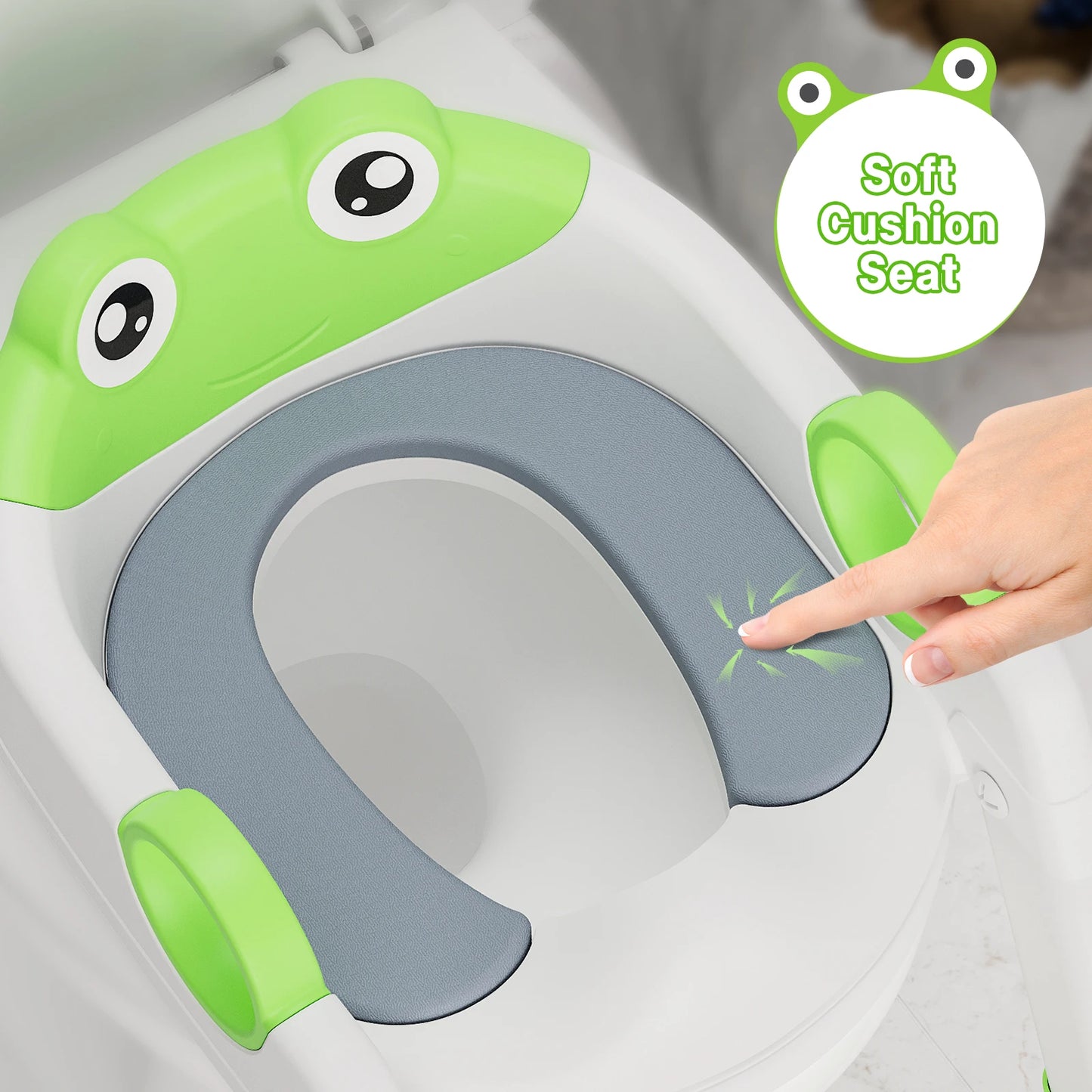 Children's Toilet Seat Step Stool with Folding Stand for Boys and Girls Anti-Slip Potty Training Ring