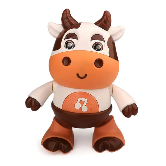 Electric Early Education Movable Toy with Music and Light Glowing Cattle Doll Interactive Cow Toy for Children Birthday Gift