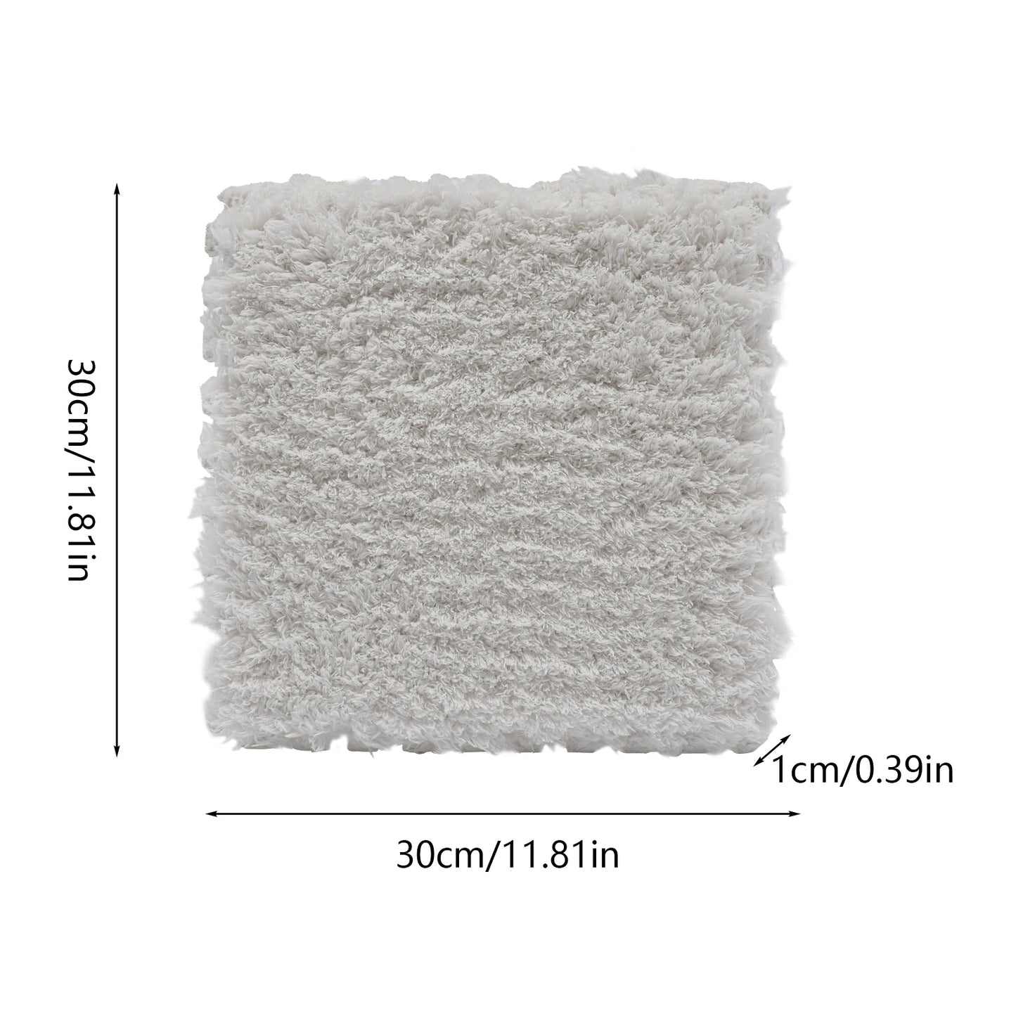 Fluffy Square Rugs 16Pcs Gray White Floor Mats For Kids