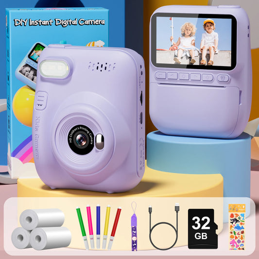 Gofunly Kids Instant Print Camera 3 Inch Mini Digital 1080P