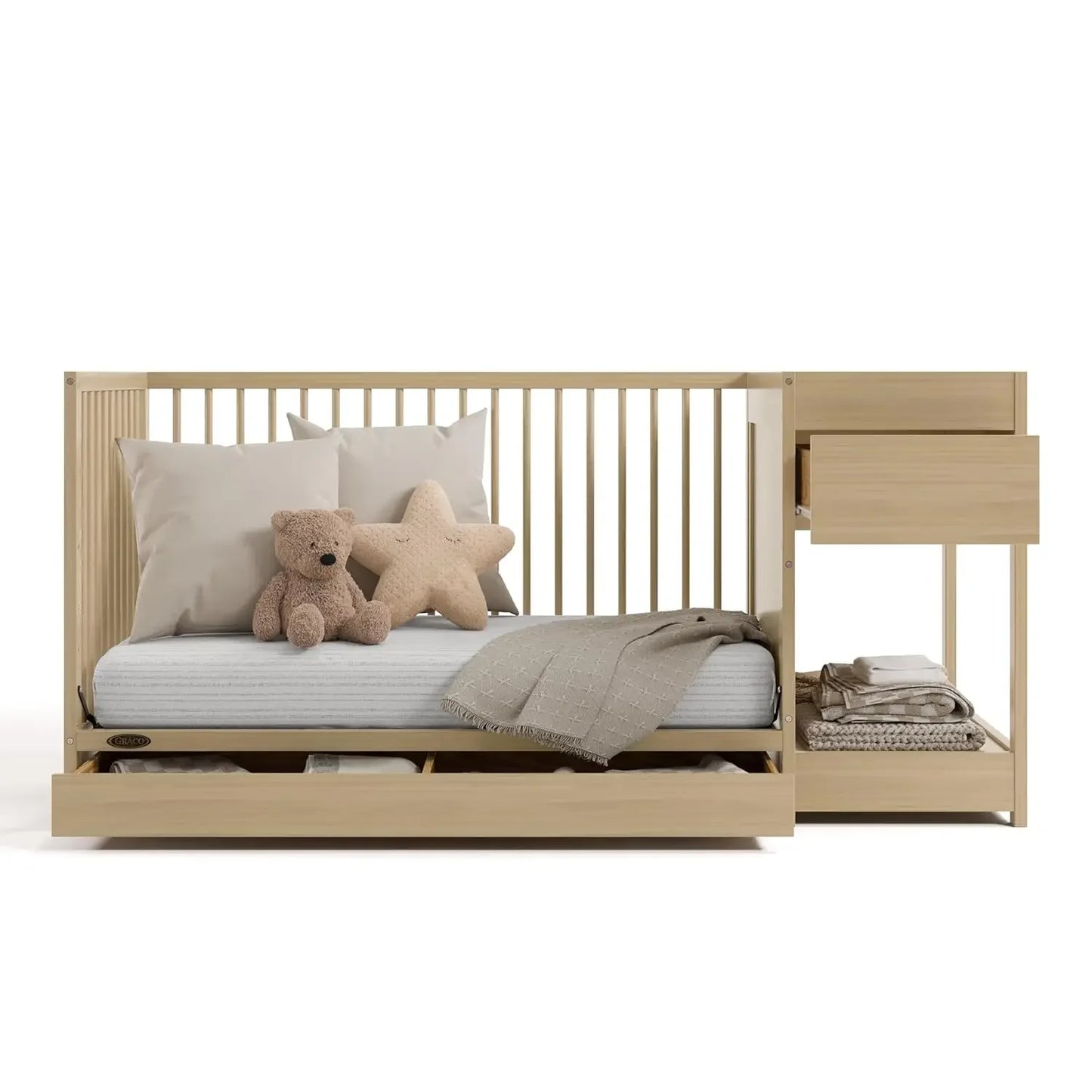 Teddi 5 In 1 Convertible Crib Changer With Drawer Driftwood