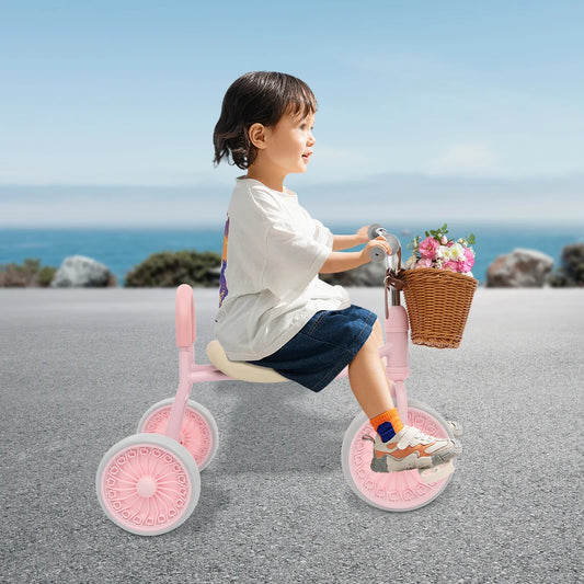 Children Tricycle With Basket And Training Wheels Ages 2-6