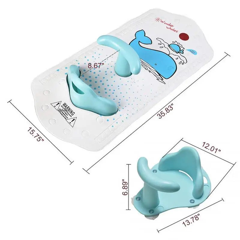Baby Bath Mat With Shower Seat Bathtub Cushion Back Support Non Slip Safety Comfortable Bathroom Chair
