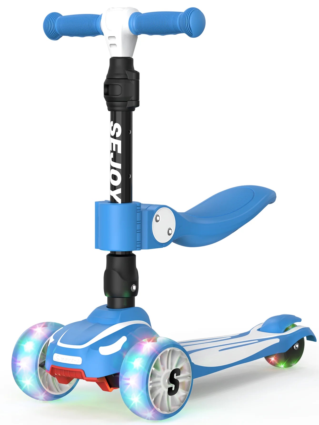 Sejoy Kid Kick Scooter Three Wheel Lightweight Children's Foot Scooter with LED Flashing Features Height Adjustable Design